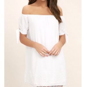 Lulus White Off The Shoulder Lace Dress